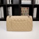 Chanel Classic Double Flap Quilted Caviar Medium Bag - Yellow with Silver Hardware