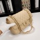 Chanel Classic Double Flap Quilted Caviar Medium Bag - Yellow with Gold Hardware