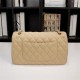 Chanel Classic Double Flap Quilted Caviar Medium Bag - Yellow with Gold Hardware