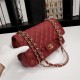 Chanel Classic Double Flap Quilted Caviar Medium Bag - Maroon with Gold Hardware