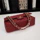 Chanel Classic Double Flap Quilted Caviar Medium Bag - Maroon with Gold Hardware