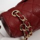 Chanel Classic Double Flap Quilted Caviar Medium Bag - Maroon with Gold Hardware