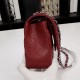 Chanel Classic Double Flap Quilted Caviar Medium Bag - Maroon with Silver Hardware