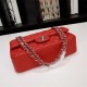 Chanel Classic Double Flap Quilted Caviar Medium Bag - Red with Silver Hardware