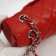 Chanel Classic Double Flap Quilted Caviar Medium Bag - Red with Silver Hardware