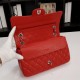 Chanel Classic Double Flap Quilted Caviar Medium Bag - Red with Silver Hardware