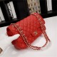 Chanel Classic Double Flap Quilted Caviar Medium Bag - Red with Gold Hardware