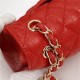 Chanel Classic Double Flap Quilted Caviar Medium Bag - Red with Gold Hardware