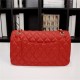 Chanel Classic Double Flap Quilted Caviar Medium Bag - Red with Gold Hardware