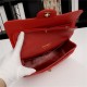 Chanel Classic Double Flap Quilted Caviar Medium Bag - Red with Gold Hardware