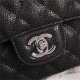 Chanel Classic Double Flap Quilted Caviar Medium Bag - Black with Silver Hardware