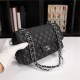 Chanel Classic Double Flap Quilted Caviar Medium Bag - Black with Silver Hardware