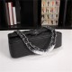 Chanel Classic Double Flap Quilted Caviar Medium Bag - Black with Silver Hardware