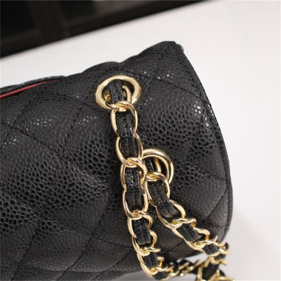 Chanel Classic Double Flap Quilted Caviar Medium Bag - Black with Gold Hardware