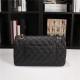 Chanel Classic Double Flap Quilted Caviar Medium Bag - Black with Gold Hardware