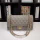 Chanel Classic Double Flap Quilted Caviar Medium Bag - Grey with Gold Hardware