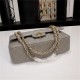 Chanel Classic Double Flap Quilted Caviar Medium Bag - Grey with Gold Hardware