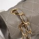 Chanel Classic Double Flap Quilted Caviar Medium Bag - Grey with Gold Hardware