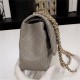 Chanel Classic Double Flap Quilted Caviar Medium Bag - Grey with Gold Hardware