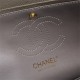 Chanel Classic Double Flap Quilted Caviar Medium Bag - Grey with Gold Hardware