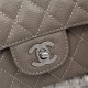 Chanel Classic Double Flap Quilted Caviar Medium Bag - Grey with Silver Hardware