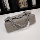 Chanel Classic Double Flap Quilted Caviar Medium Bag - Grey with Silver Hardware