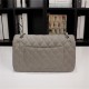 Chanel Classic Double Flap Quilted Caviar Medium Bag - Grey with Silver Hardware