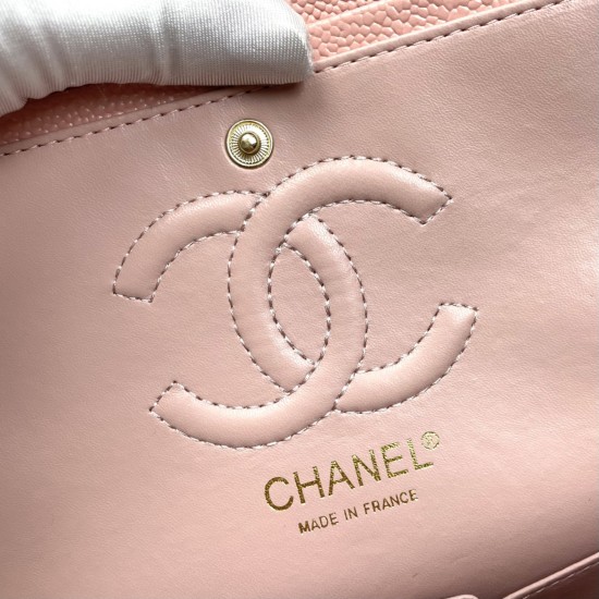 Chanel Classic Double Flap Quilted Caviar Medium Bag - Pink with Gold Hardware