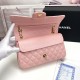 Chanel Classic Double Flap Quilted Caviar Medium Bag - Pink with Gold Hardware