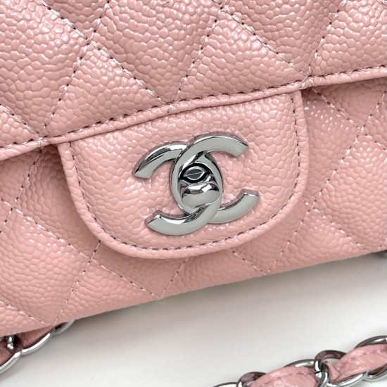 Chanel Classic Double Flap Quilted Caviar Medium Bag - Pink with Silver Hardware