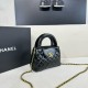 Chanel Shiny Aged Calfskin Quilted Nano 23K Kelly Handbag in Black