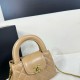 Chanel Shiny Aged Calfskin Quilted Nano 23K Kelly Handbag in Beige