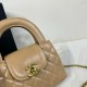 Chanel Shiny Aged Calfskin Quilted Nano 23K Kelly Handbag in Beige