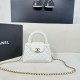 Chanel Shiny Aged Calfskin Quilted Nano 23K Kelly Handbag in White