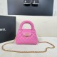 Chanel Shiny Aged Calfskin Quilted Nano 23K Kelly Handbag in Pink