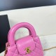 Chanel Shiny Aged Calfskin Quilted Nano 23K Kelly Handbag in Pink