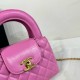 Chanel Shiny Aged Calfskin Quilted Nano 23K Kelly Handbag in Pink