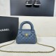 Chanel Shiny Aged Calfskin Quilted Nano 23K Kelly Handbag in Navy Blue