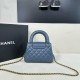 Chanel Shiny Aged Calfskin Quilted Nano 23K Kelly Handbag in Navy Blue