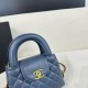 Chanel Shiny Aged Calfskin Quilted Nano 23K Kelly Handbag in Navy Blue