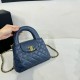 Chanel Shiny Aged Calfskin Quilted Nano 23K Kelly Handbag in Navy Blue