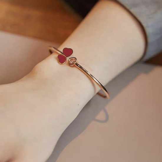 Chopard Happy Hearts Wings Open Bangle Bracelet, Red Stone