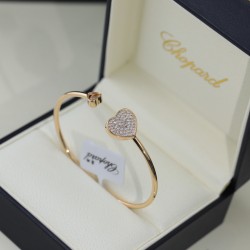 Chopard Happy Hearts Open Bangle Bracelet With Pave Diamonds