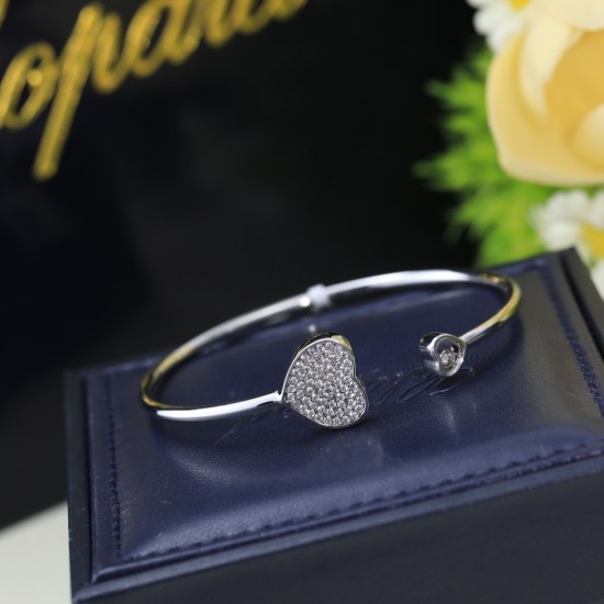 Chopard Happy Hearts Open Bangle Bracelet With Pave Diamonds