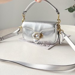 Coach Pillow Tabby Mini Leather Shoulder Bag in Silver