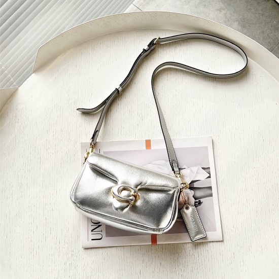 Coach Pillow Tabby Mini Leather Shoulder Bag in Silver