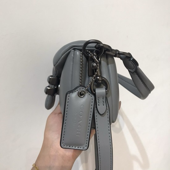 Coach Pillow Tabby Mini Leather Shoulder Bag in Grey