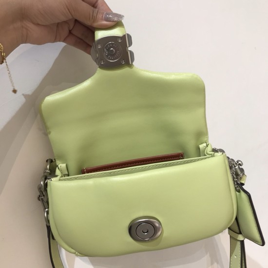 Coach Pillow Tabby Mini Leather Shoulder Bag in Mint Green