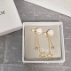 Dior La Petite Tribale CD Signature Star Detail White Pearl Women’s Yellow Gold Asymmetric Drop Earrings