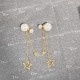 Dior La Petite Tribale CD Signature Star Detail White Pearl Women’s Yellow Gold Asymmetric Drop Earrings